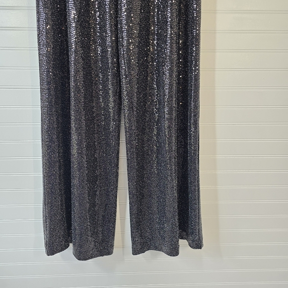 NWOT Ramy Brook Gavin Metallic Wide Leg Pant Black 14 - Picture 7 of 11